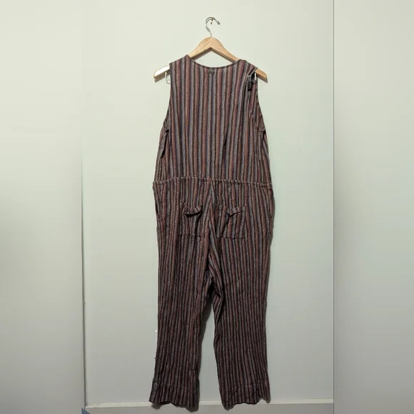 Pact Brown and Blue Striped Jumpsuit - Picture 2 of 4